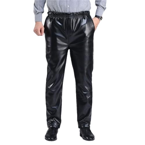 Sweejim Men Leather Pants Casual Male PU Faux Leather Trousers